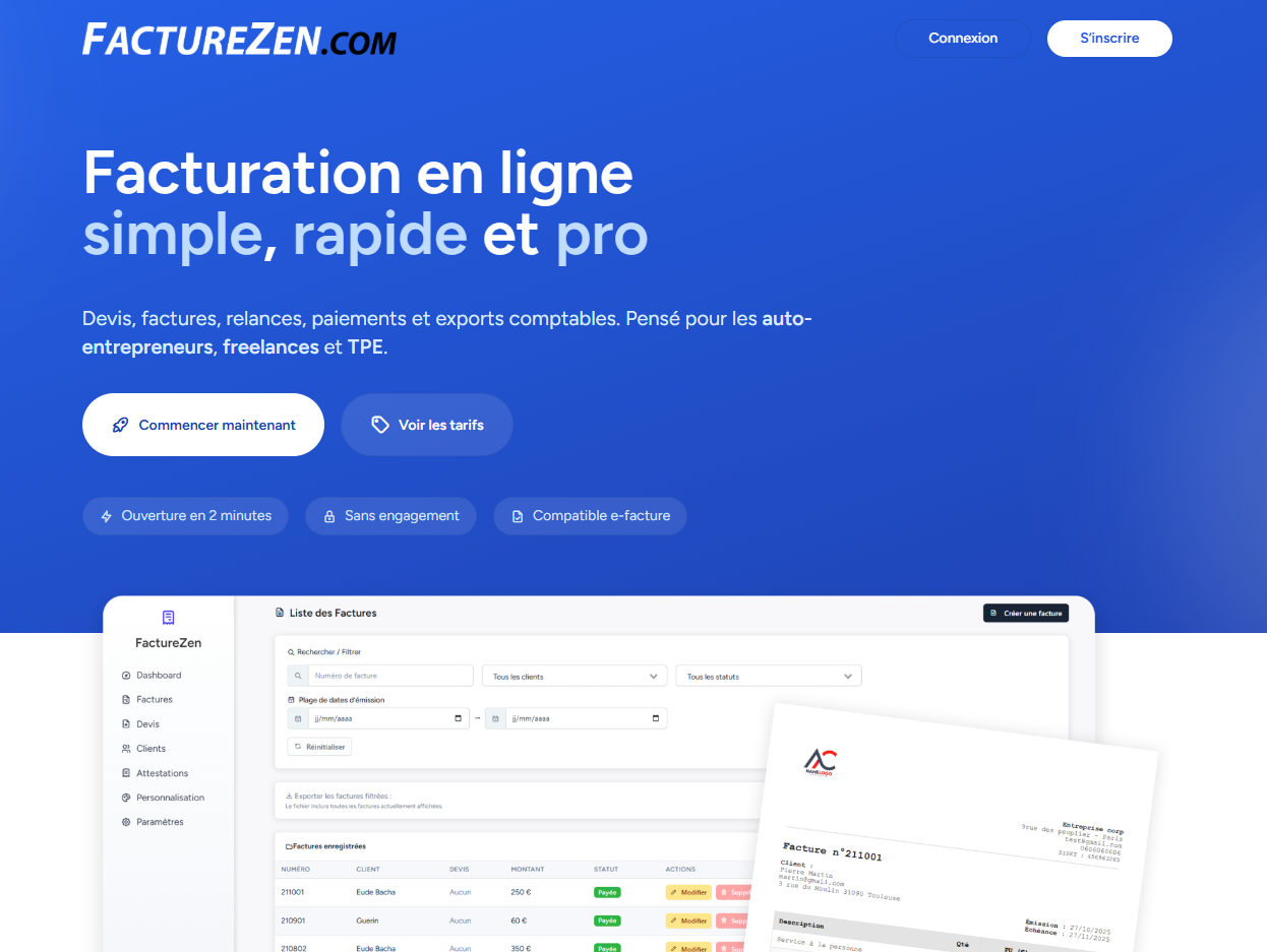 FactureZen - SaaS Facturation
